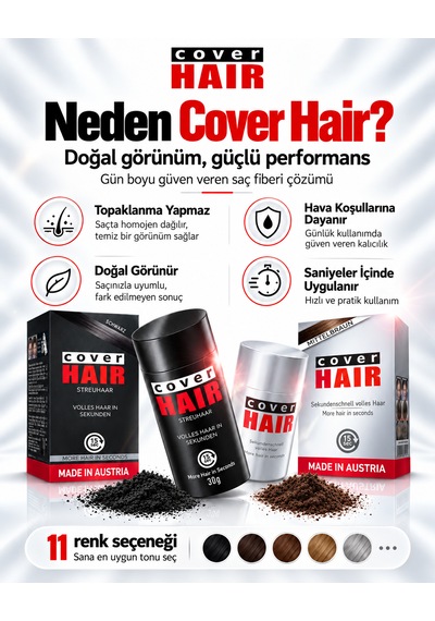 Cover Haır Orta Kahverengi Saç Fiberi 30 Gram Dolgunlaştırıcı Kellik Kapatıcı Toz Topik Tozu