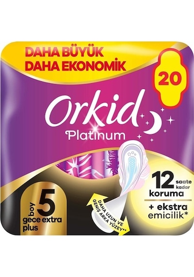 Orkid Platinum Gece Extra Plus Hijyenik Ped 20'li