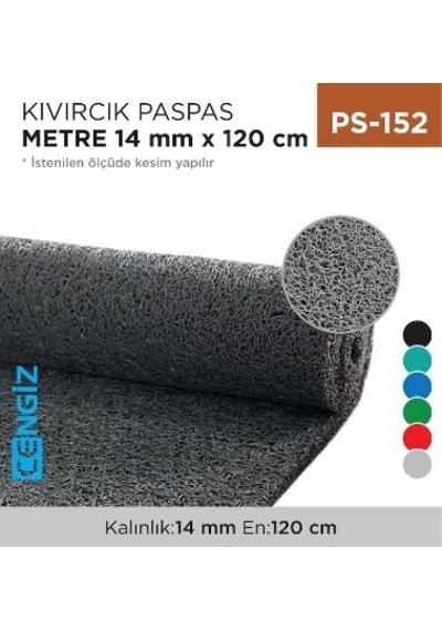 Berika Pls Eka-sr01 Kıvırcık Gri Paspas 120 Cm 14 Mm 1 Metre Gri