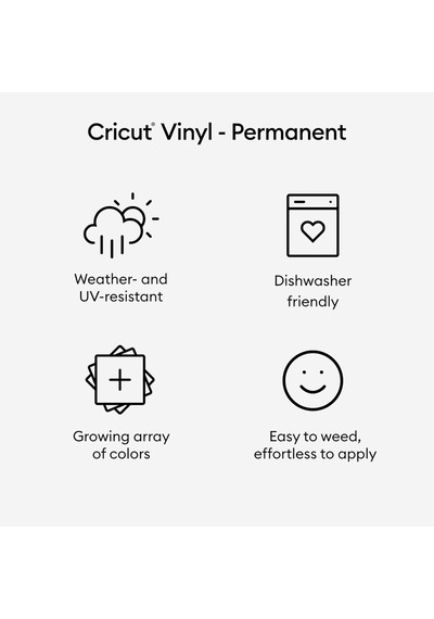 Cricut 2006840 Premium Kalıcı Vinil, Beyaz, 12" X 360"