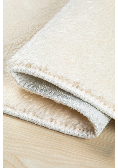 Valeryhome Vl Comfort Düz Saçaklı Peluş Düz Yolluk Ekru Ekru Düz Ponpon