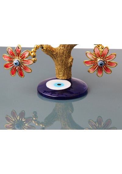 Feng Shui Nazar Boncuğu Çiçeği Hayat Ağacı Servet Çakra Şans Ağacı Mavi Göz Vitrin Masa Süsü Aster 14 Cm