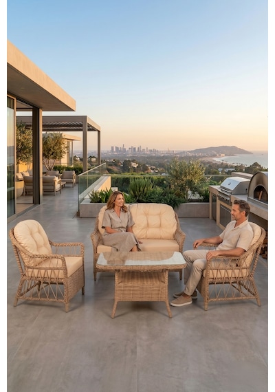 Canisa Linaria Serisi 1. Sınf 2+1+1 Cappucino Rattan Cappucino Minder Bahçe Balkon Oturma Koltuk Takımı Canisa Linaria Serisi 1. Sınf 2+1+1 Cappucino Rattan Cappucino Minder Bahçe Balkon Oturma Koltuk Takımı