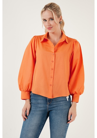Lela Regular Fit Balon Kollu Poplin Bayan Gömlek 611Go0153 Oranj Lela Regular Fit Balon Kollu Poplin Bayan Gömlek 611Go0153 Oranj