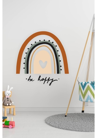 MSticker Be Happy Gökkuşağı Çocuk Odası Duvar Sticker