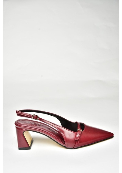Fox Shoes U654078709 Bordo Kalın Topuklu Kadın Ayakkabı Bordo