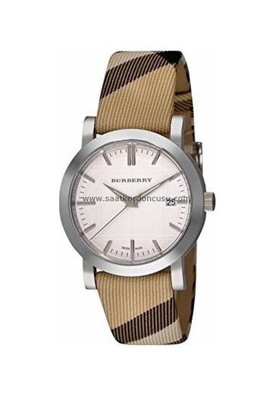 Burberry Bu1390 Modeli Kumaş Yüzeyli Saat Kordonu