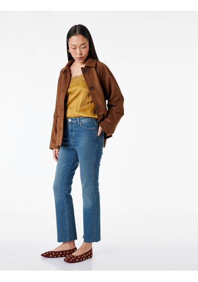 Koton Normal Bel Dar Kesim Düğmeli Pamuklu İspanyol Paça Denim Pantolon - Flare Jeans Green Cast 6sal40190md Yeşil