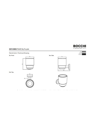 Bocchi Piave Diş Fırçalık Mat Siyah 3015-0003-ab Krom