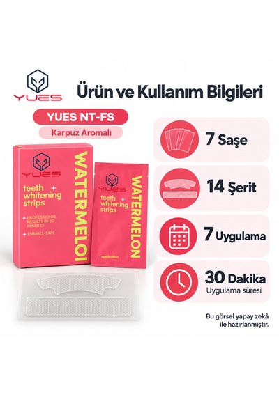 Yues Karpuz Aromalı Diş Beyazlatma Bandı 14 Şerit 7 Uygulama