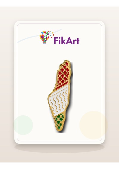 Fikart Desenli Filistin Haritası Broş Çok Renkli