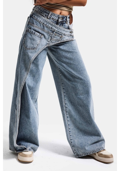 it's basic Kadın T.kot Rengi Palazzo Fit Çift Kemer Detaylı Özel Tasarım Denim Jean