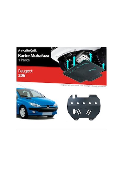 Peugeot 206 Çelik Karter Muhafaza Koruma 2006 2007 2008 2009 2010 2011 2012 2013