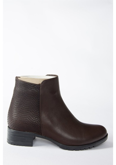 Fox Shoes Kahverengi Hakiki Deri Alçak Topuklu Kadın Bot N555500103 Kahverengi