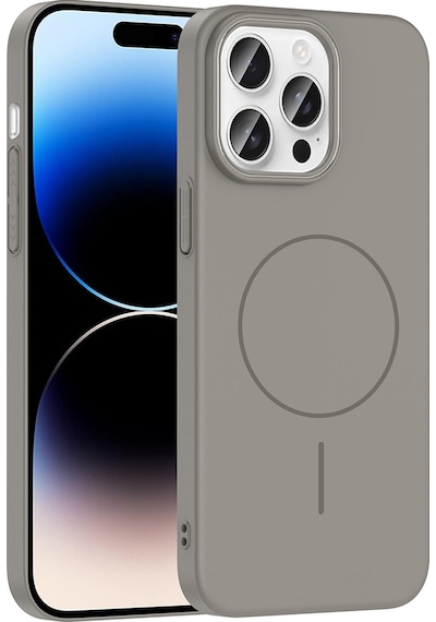 Apple Uyumlu iPhone 14 Pro Max Kılıf M-safe Şarj Özellikli Zore Ruby Sert Kapak Gri