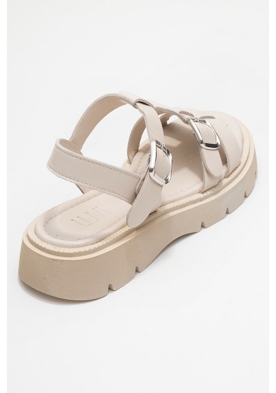 Luvishoes Melvın Ekru Hakiki Deri Kadın Sandalet Ekru