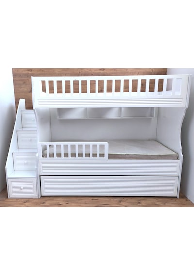 Midas Mdf Panjur Model Lake Boyalı Yavrulu 3 Lü Ranza Beyaz Monta