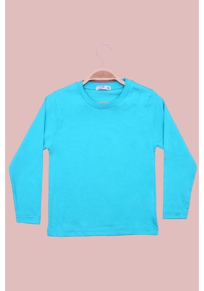 Fyk Kids Düz Basic Unisex Sweatshirt Turkuaz