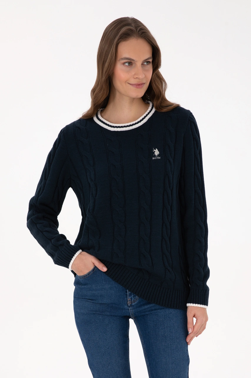 U.S. Polo Assn. Kadın Lacivert Bisiklet Yaka Kazak 50317182-VR033