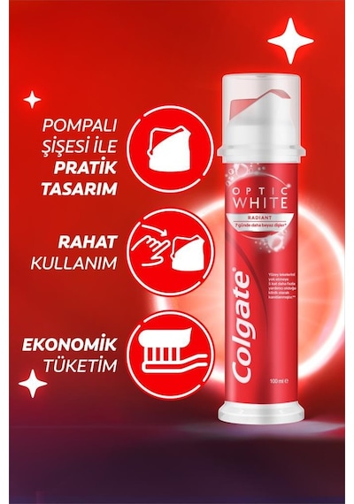 Optic White Radiant Pump 100 Ml 2li Diş Macunu, Gentle Clean 2+1 Diş Fırçası + Fırça Kabı Hediye