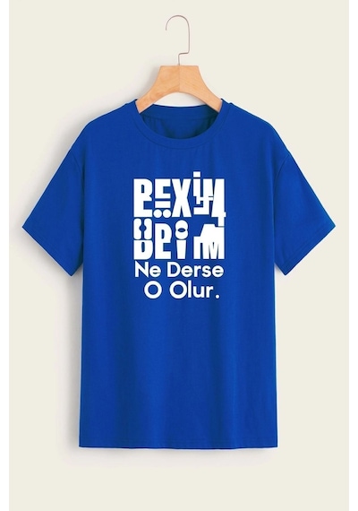 Uyguntarz Beyim Ne Derse O Olur Katlamalı Tshirt Mavi-283434