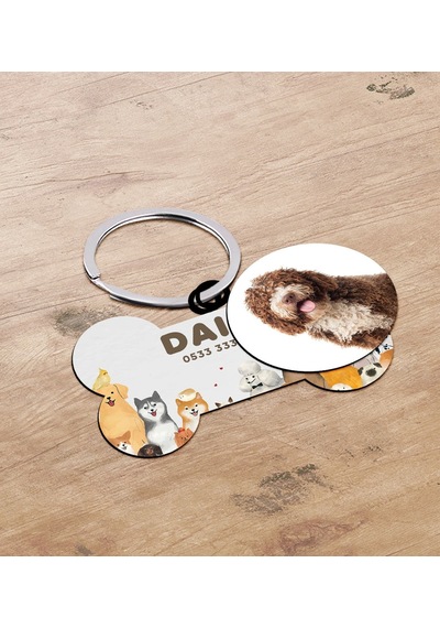 Bk Gift Evcil Dostlara Özel İsimli 2 Li Ahşap Pet Tasma Künyesi - Model 2-10 Çok Renkli
