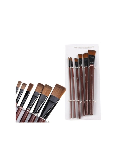 Hobialem Fırça Seti-1, Yağlı Boya Fırçası, 6 Lı Set, Resim Fırçası, Akrilik Boya Fırçası, Yassı Fırça