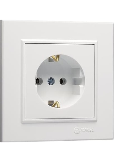 Makel Karea Topraklı Priz Beyaz Modül + Kapak + Çerçeve