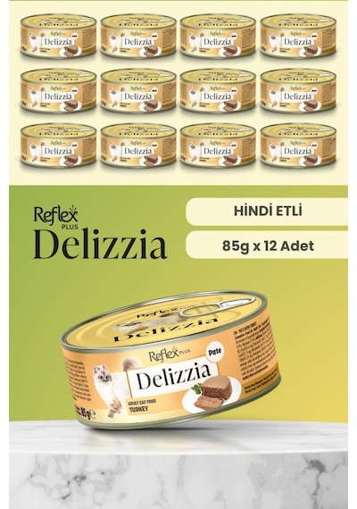 Reflex Plus Delizzia / Kıyılmış Hindi Etli Yetişkin Kedi Maması 85g X 12 Adet