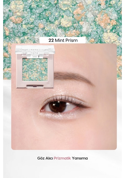 Topaklanmayan, El Yapımı Glitter Far Modern Shadow Glitter Prism No.22 Mint Prism 22