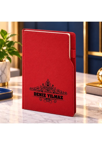 Bk Gift Kişiye Özel İsimli 374 Termo Deri 2027 Ajanda-15, Günlük Ajanda 17x24 Cm Kırmızı