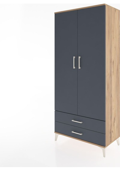 Hyperion Dolap 3 Raflı 2 Çekmeceli Tek Askılı 88x44x195 Çam-a... Çam