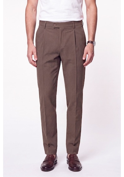 Comfort Fit Rahat Kalıp Pileli Esnek Pamuklu Çizgili Camel Jogger Pantolon P 1218 Comfort Fit Rahat Kalıp Pileli Esnek Pamuklu Çizgili Camel Jogger Pantolon P 1218