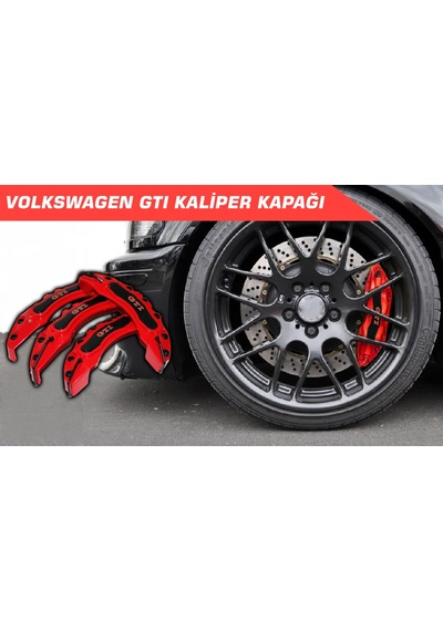 Kırmızı Gtı Kırmızı 4'lü Kaliper Seti Yapıştırma Logolu