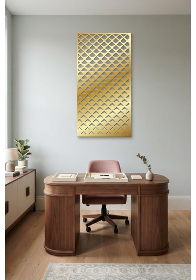 Pul Dekoratif Panel Metal Duvar Tablosu - Duvar Sanatı - Duvar Dekoru - Altın