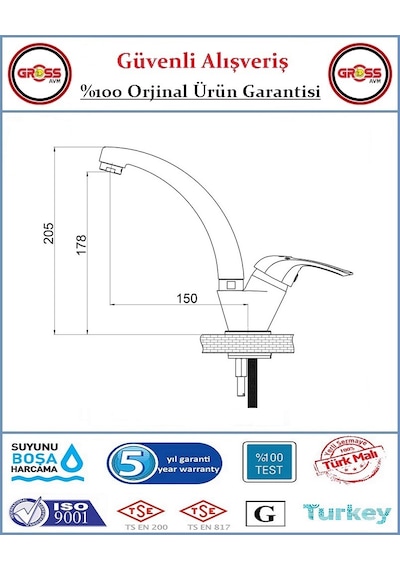 Şenpres Hilal Mix Lavabo Bataryası - 40'lık Kartuş
