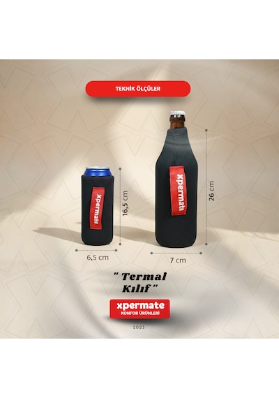 Xpermate Termal İçecek Kılıfı Sıcak & Soğuk Tutan Şişe Bira Termal Kılıf 0,5l Siyah