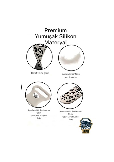 Apple Uyumlu  Watch  10. Seri 42mm Leopar Desenli İç Kabartmalı Yumuşak Silikon Kordon Premium Kalite