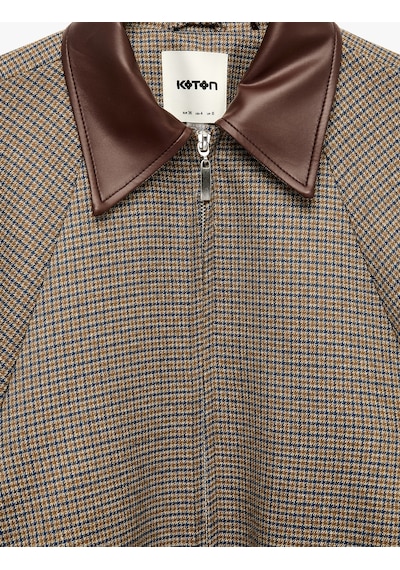 Koton Uzun Kollu Suni Deri Yakalı Cepli Fermuarlı Ekose Oversize Bomber Ceket Kahverengi Ekose 7wak50016pw Koton Uzun Kollu Suni Deri Yakalı Cepli Fermuarlı Ekose Oversize Bomber Ceket Kahverengi Ekose 7wak50016pw