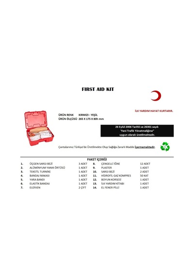 Küçük İlk Yardım Seti First Aid Kit 50001