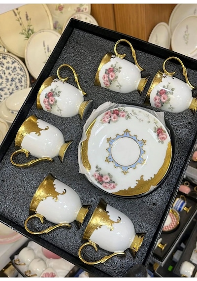 Rsy-206 6 Lı Ayaklı Kahve Fincan Tk. Roses Çok Renkli