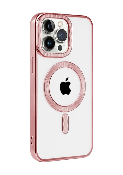 Apple iPhone Uyumlu  14 Pro Max Uyumlu Kılıf Kronos Magsafe Kapak - Rose Gold