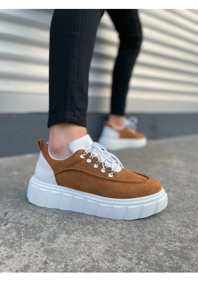 Mevese Duolc Bağcıklı Süet Erkek Günlük Rahat Taban Sneaker Ayakkabı - Taba