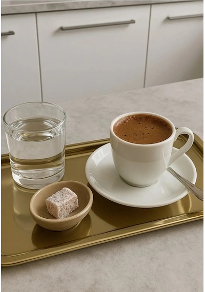 2 Adet Gold Geniş Dikdörtgen Metal Sunum Tepsisi 33x18 Cm Düz Çay Kahve Tatlı Servis Tepsisi Seti Altın