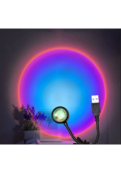 Usb Led Rainbow Projektör Lambası Fotoğraf Çekim Işığı Dekoratif Işık Amber - Beyaz - Mavi