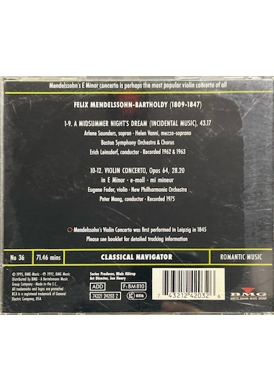 Plak Değildir Cd Dir Cd Mendelssohn Violin Concerto No 36 Cd