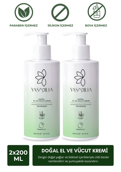 Doğal Premium Nemlendirici El Ve Vücut Kremi Vitamin Ve Bitki Özleri 2li Set Avokado