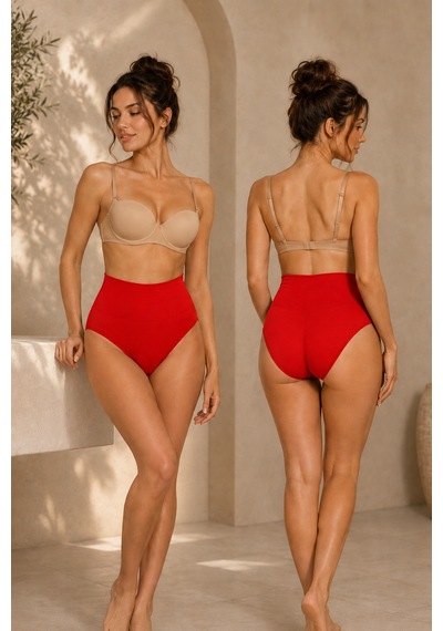 Fit Women Kadın Yüksek Bel Esnek Kırmızı Külot