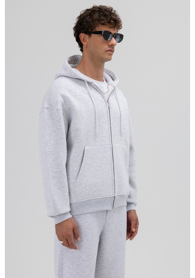 Vamos Basic Fermuarlı Oversize Kapüşonlu Sweatshirt Çok Renkli