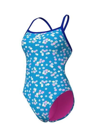 Arena Flowers Swimsuit Challenge Back Kadın Mavi Yüzücü Mayo 010714880 Çok Renkli